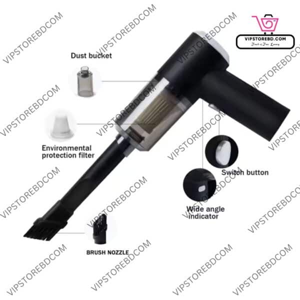 Handheld Vacuum Cleaner with Long Nozzle, Brush, Filter and Charger