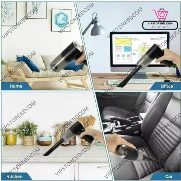 Gun-Style Handheld Vacuum Used on Car, Kitchen, Keyboard & Fan
