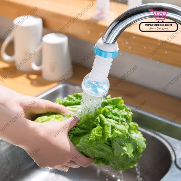 360 degree faucet extender used for washing vegetables in the kitchen.
